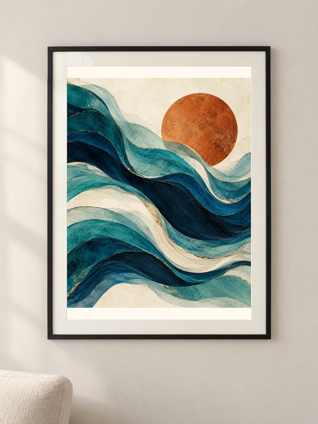 קצב של גלים — תמונה לבית — framed — minimal-room-v3
