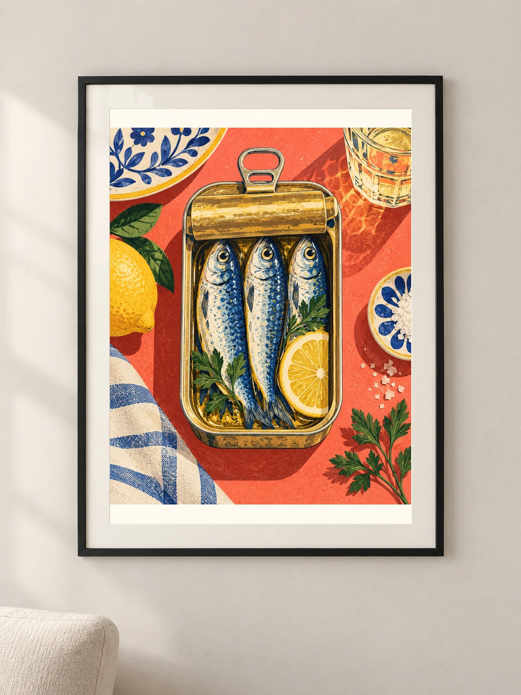 סרדינים כחולים — תמונה לבית — framed — minimal-room-v3
