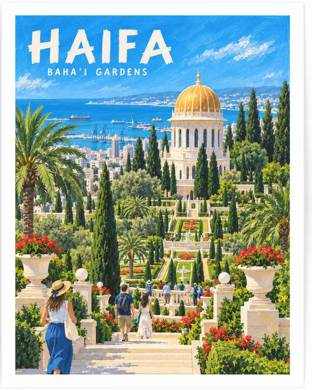 הגנים הבהאיים בחיפה — פוסטר מאויר
