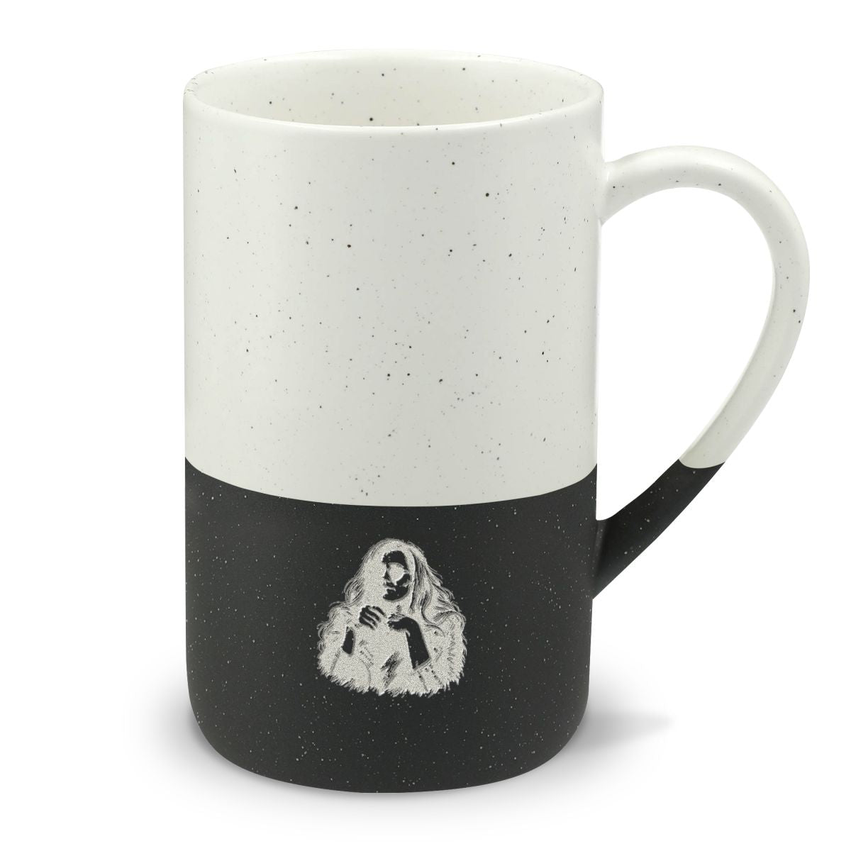 ספל קרמיקה מנוקד 13oz עם חריטה אישית — דוגמה בסגנון קשוח