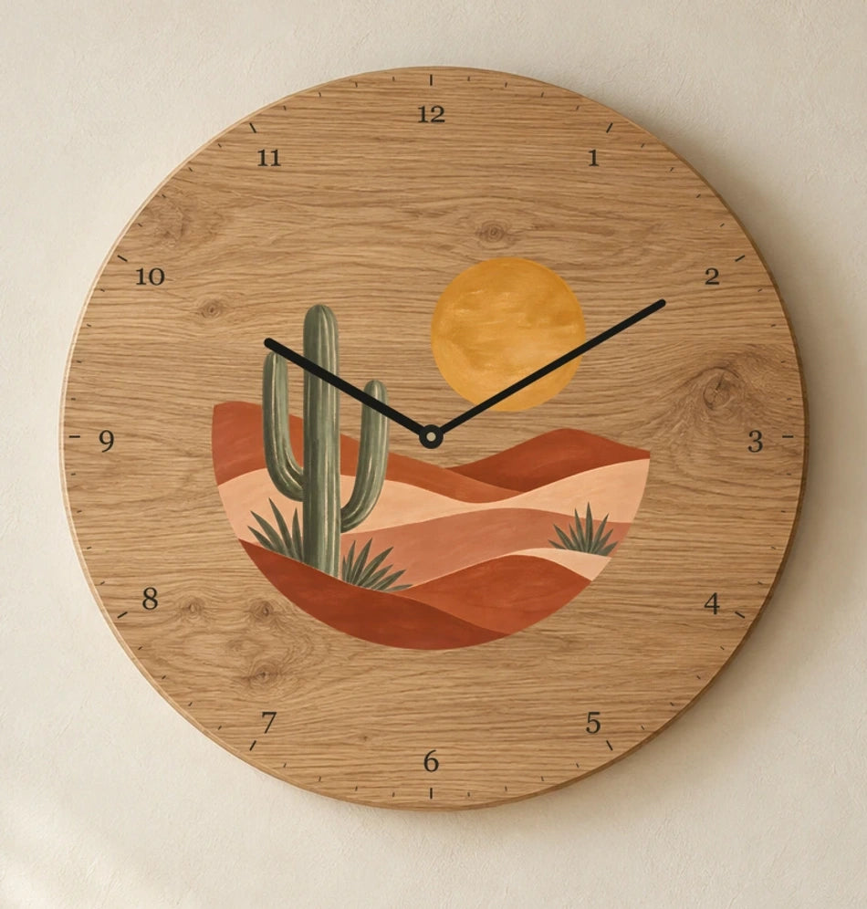 שעון עץ — מדבר — detail — oak-clock-room-v1