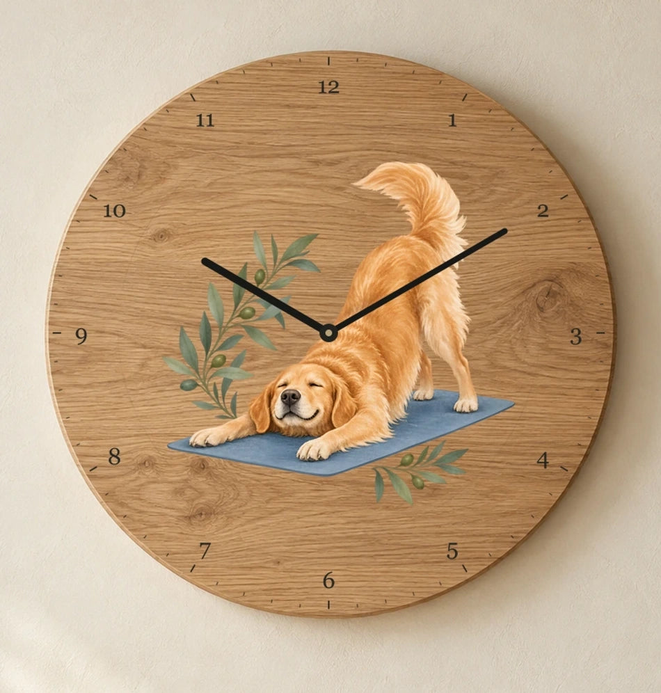 שעון עץ — גולדן ביוגה — detail — oak-clock-room-v1