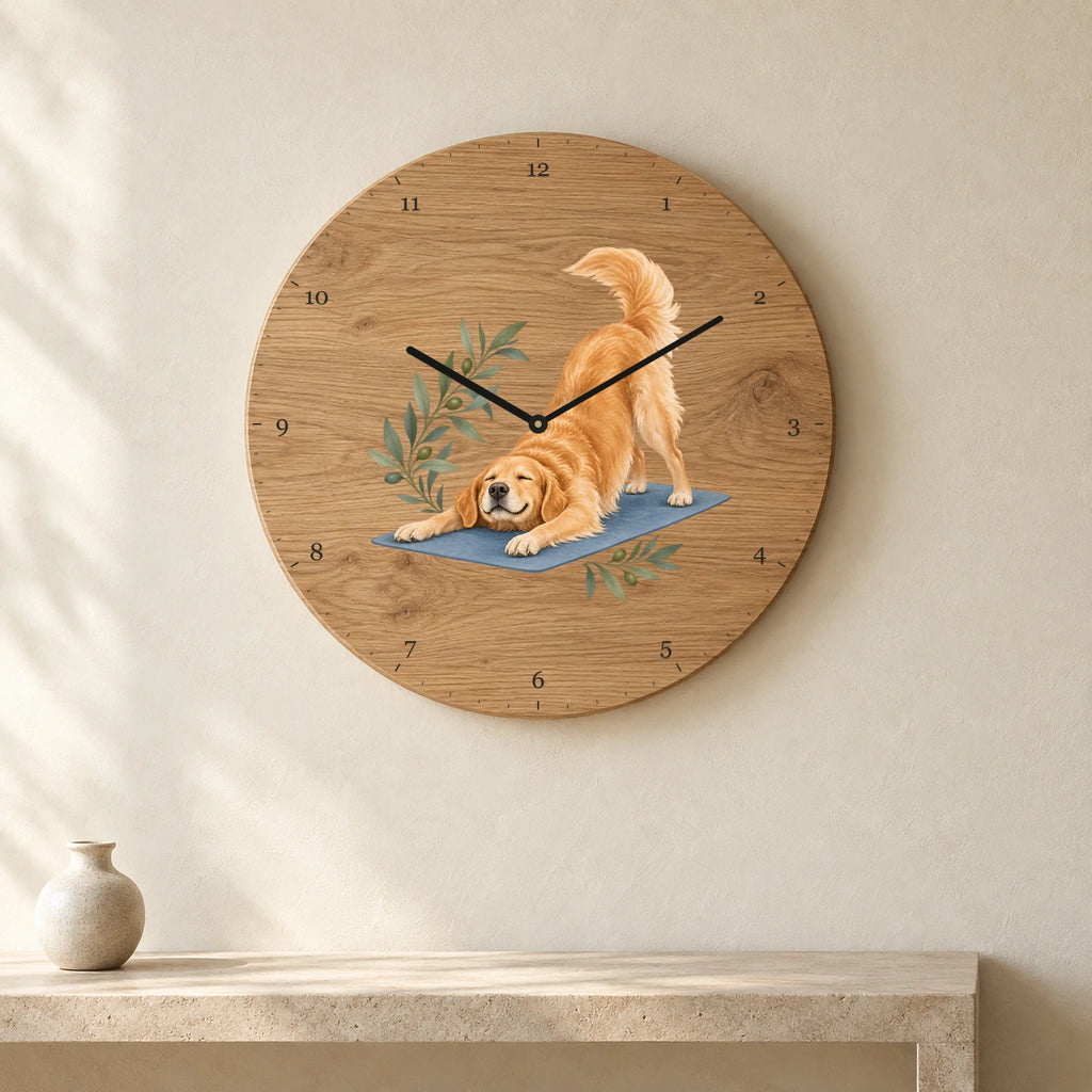 שעון עץ — גולדן ביוגה — room — oak-clock-room-v1