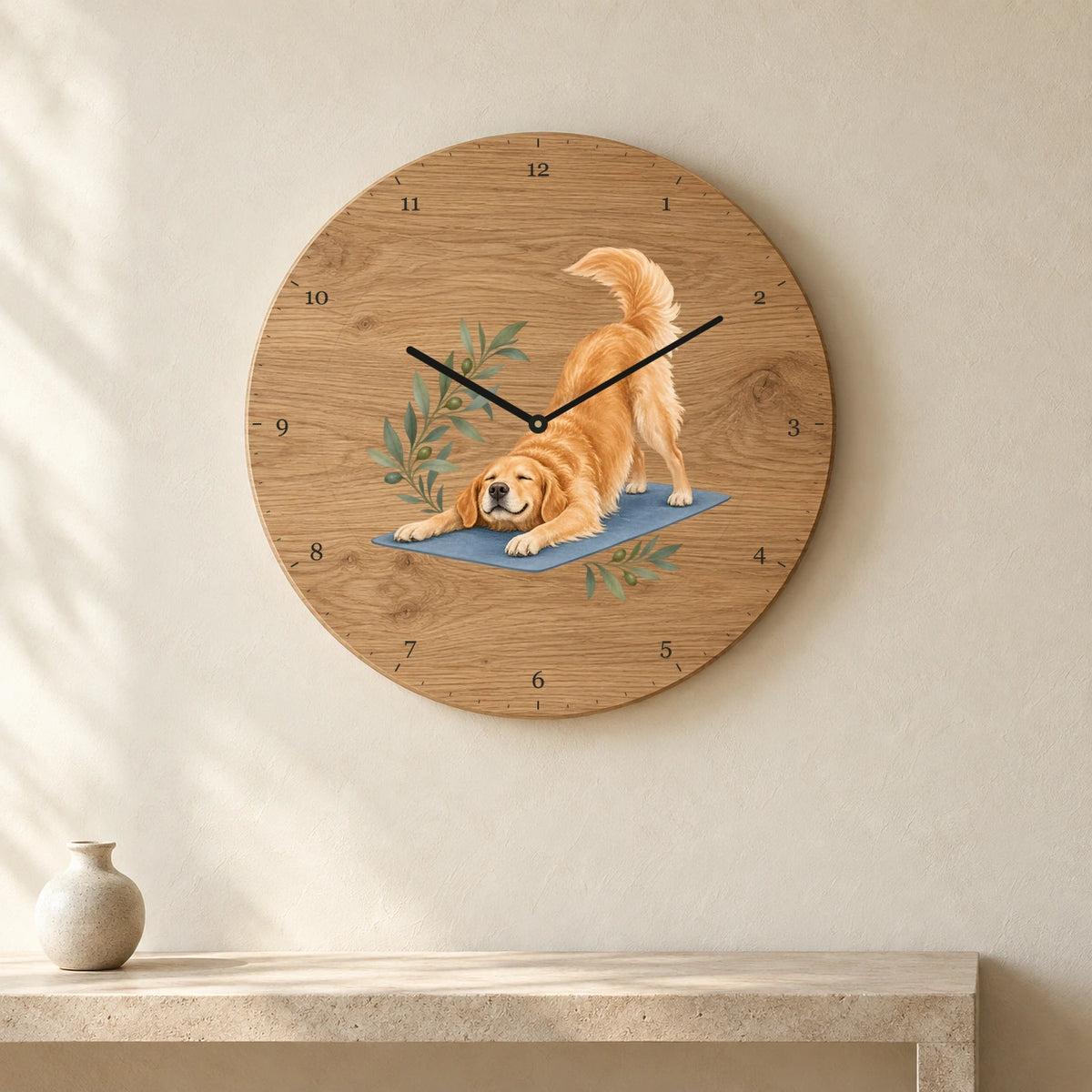 שעון עץ — גולדן ביוגה — room — oak-clock-room-v1