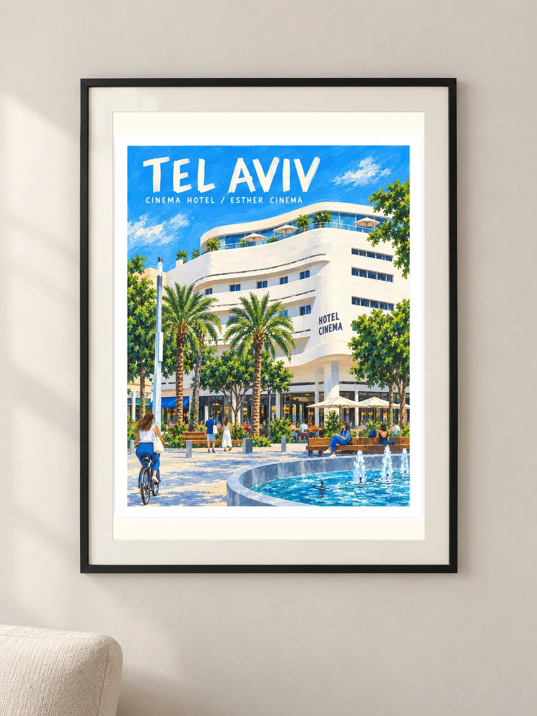 מלון סינמה בתל אביב — פוסטר מאויר — framed — minimal-room-v3