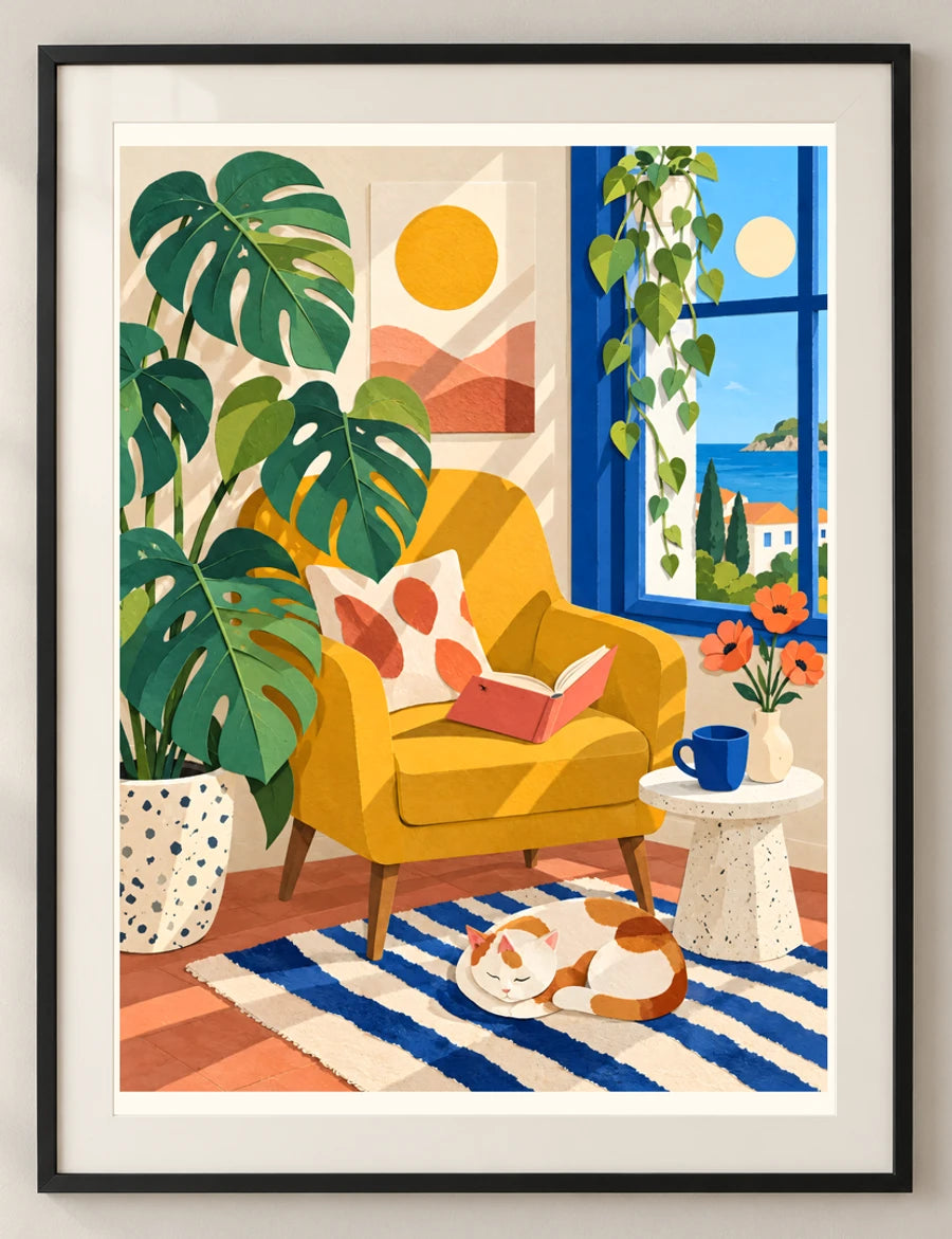 חדר מלא שמש — פוסטר אמנות מקורי — detail — minimal-room-v3