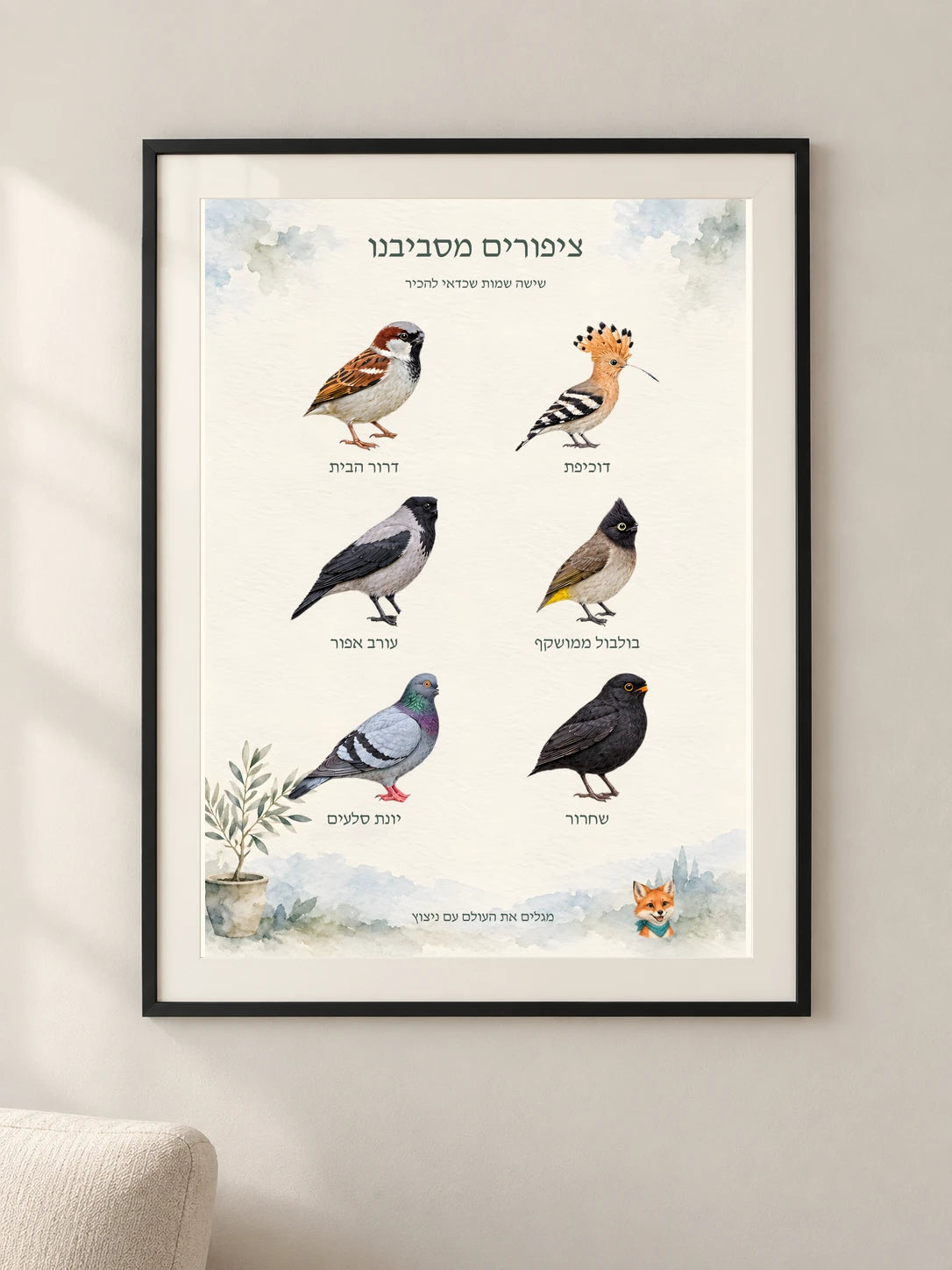 ציפורים מסביבנו — framed — minimal-room-v3