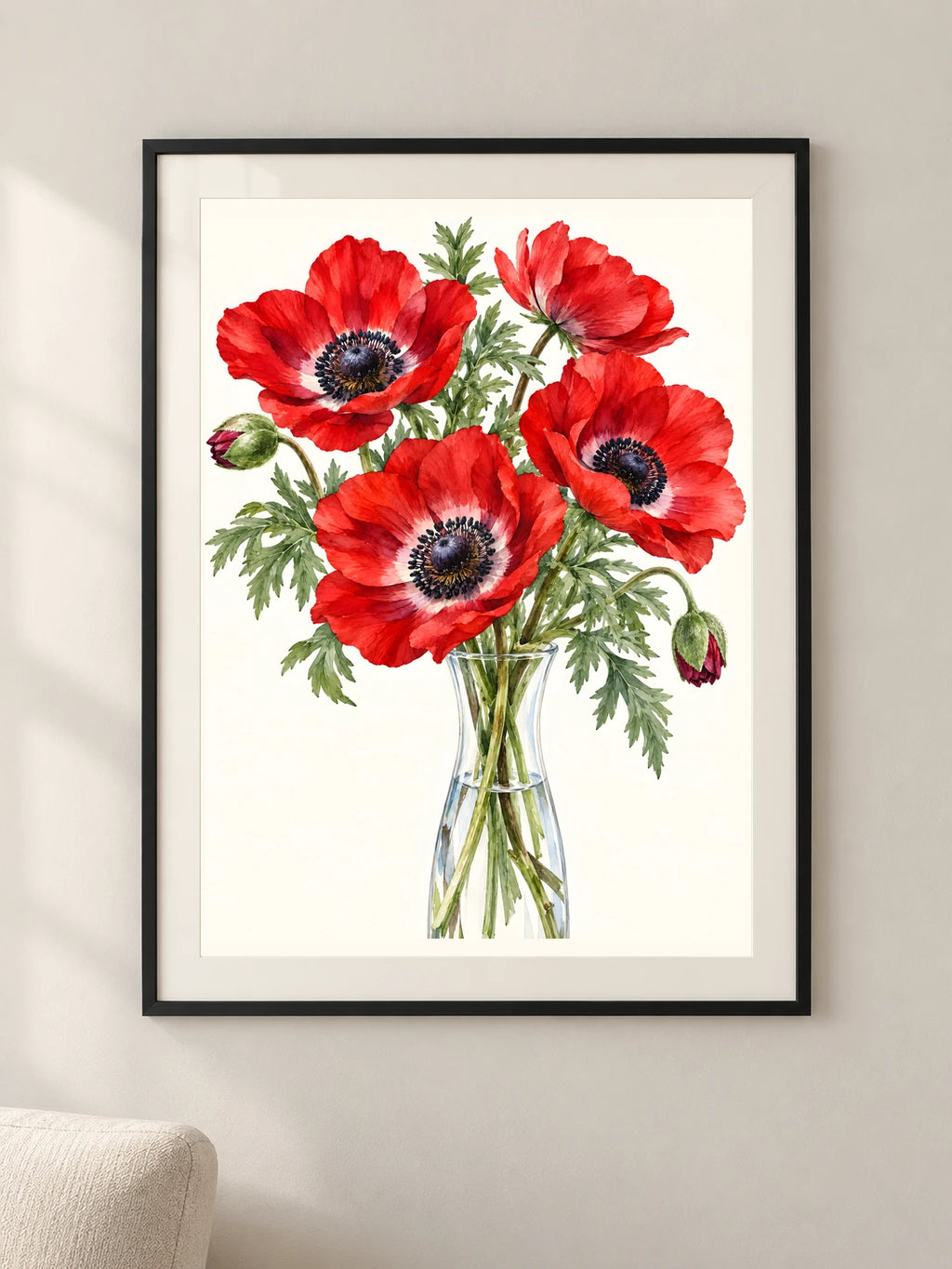 כלניות באור — פוסטר אמנות מקורי — framed — minimal-room-v3