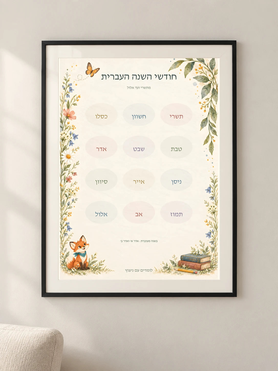 חודשי השנה העברית — framed — minimal-room-v3