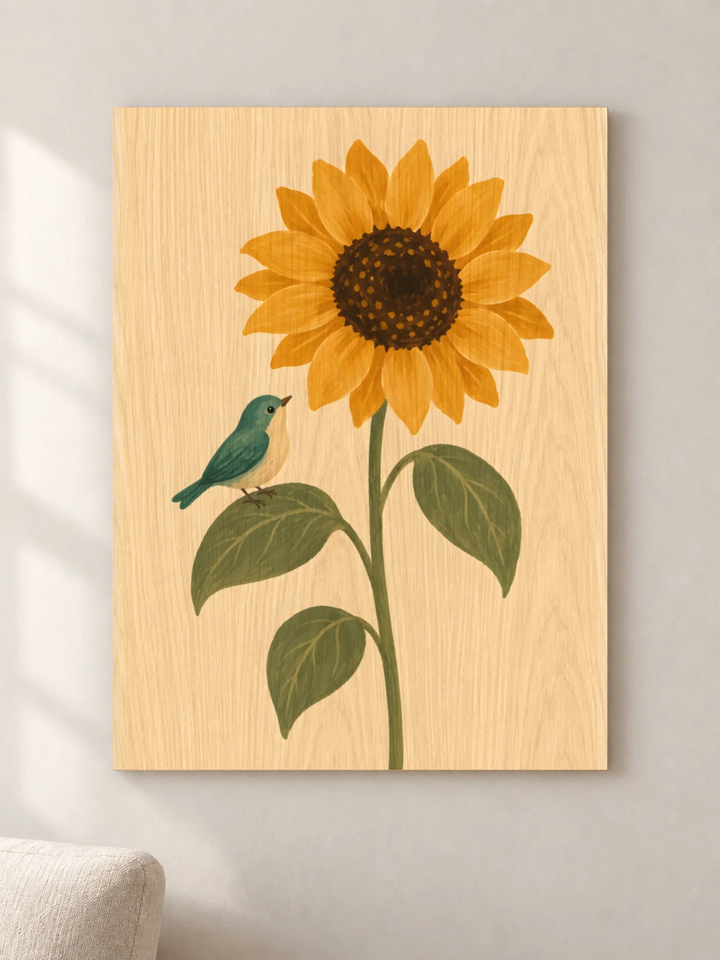 ציפור וחמנייה — wood — minimal-room-v3