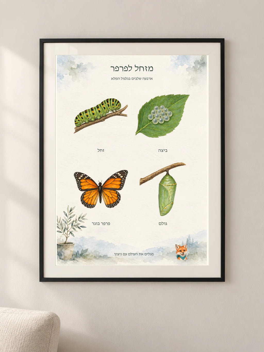 מזחל לפרפר — framed — minimal-room-v3